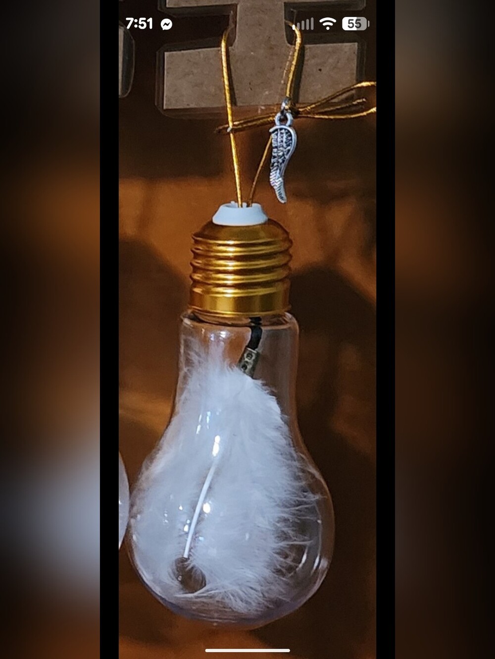 Memorial "Angel Wing Light Bulb Hanging Ornament"